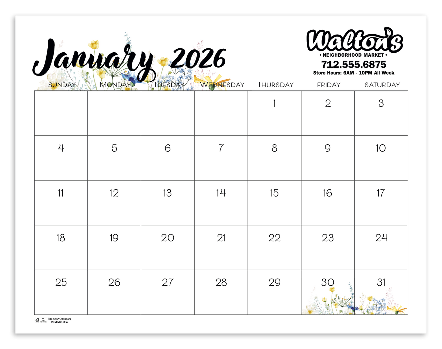 Triumph Calendars Small Monthly Desk Pad  Floral-6557