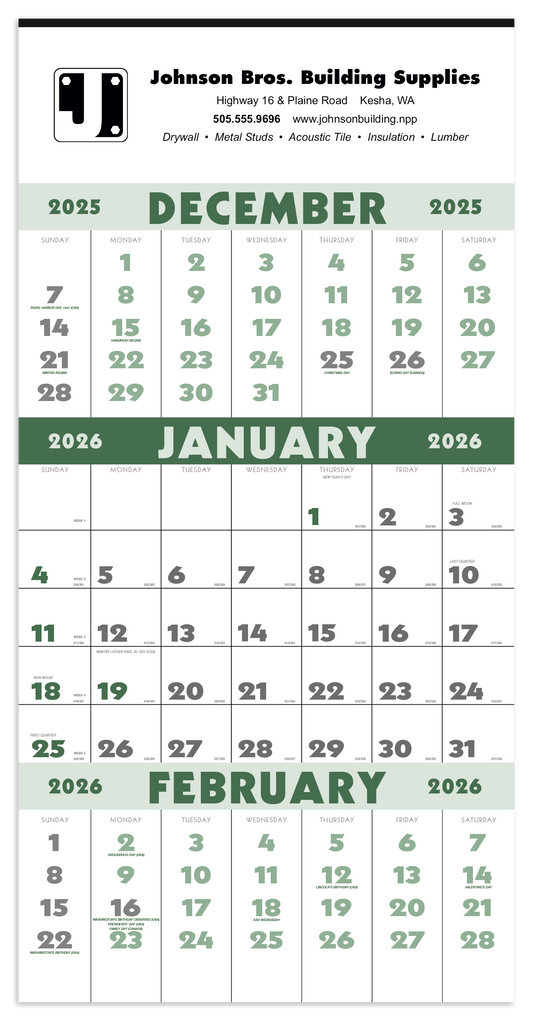 Triumph Calendars 3Month Planner 12 Sheet-6600