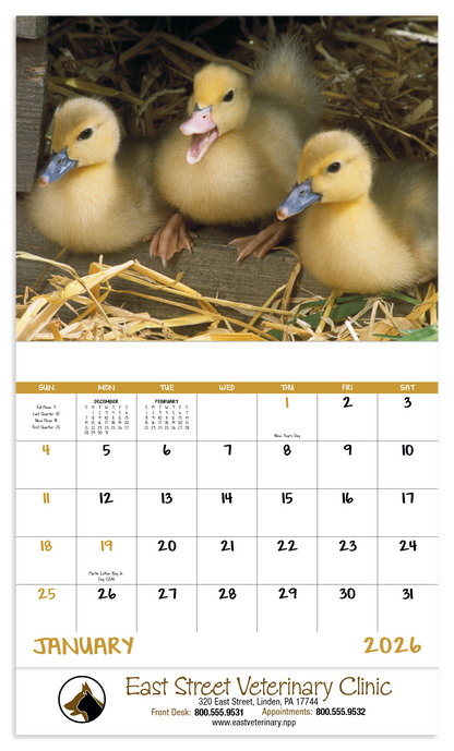 Good Value Baby Farm Animals  Stapled Calendar-7220