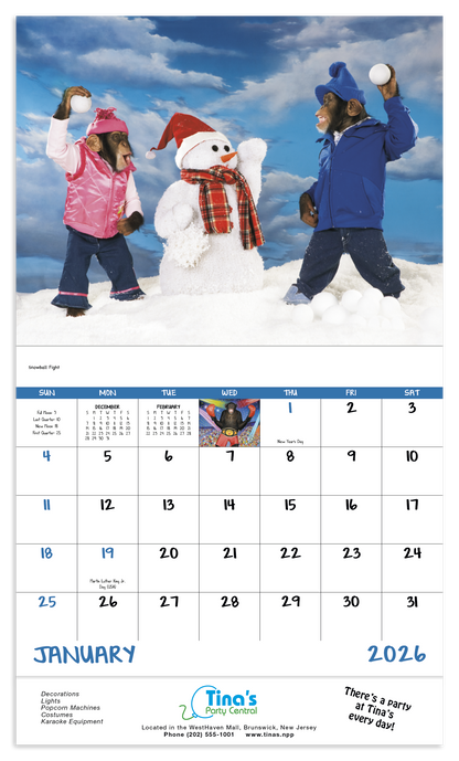 Good Value Monkey Mischief  Stapled Calendar-7233