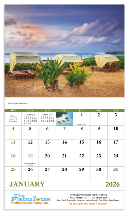 Good Value Beach Paradise  Stapled Calendar-7268
