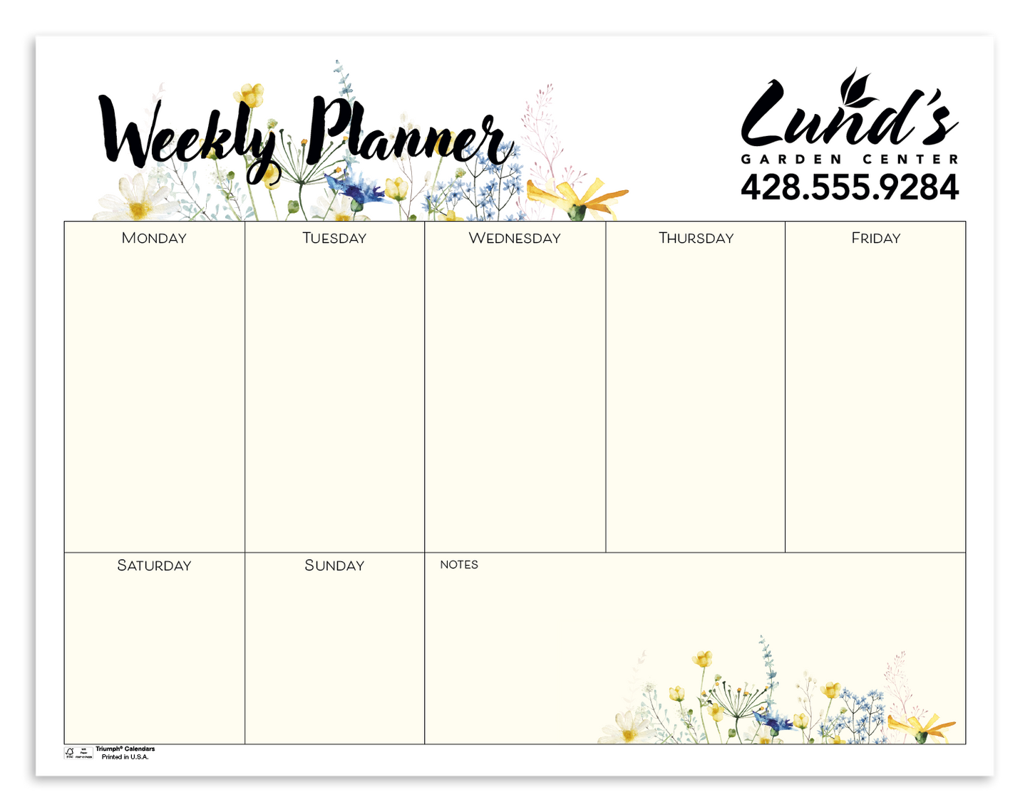 Triumph Calendars Small Weekly Desk Pad  Floral-8971