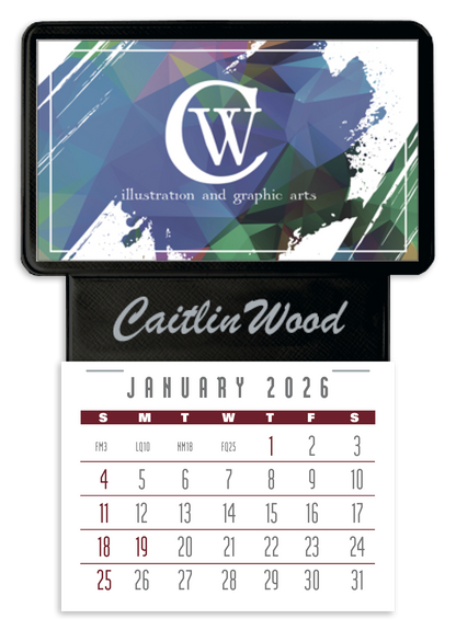 Triumph Calendars PressNStick Business Card Holder With Imprint And Calendar Pad-V7869