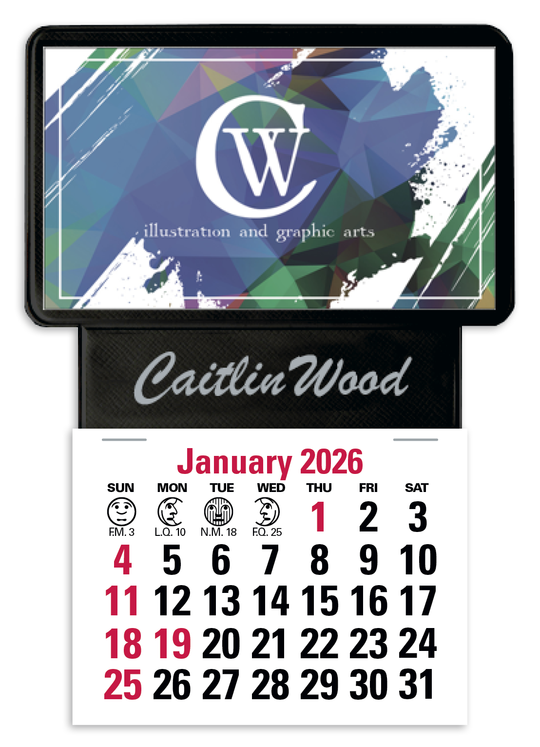 Triumph Calendars PressNStick Business Card Holder With Imprint And Calendar Pad-V7869