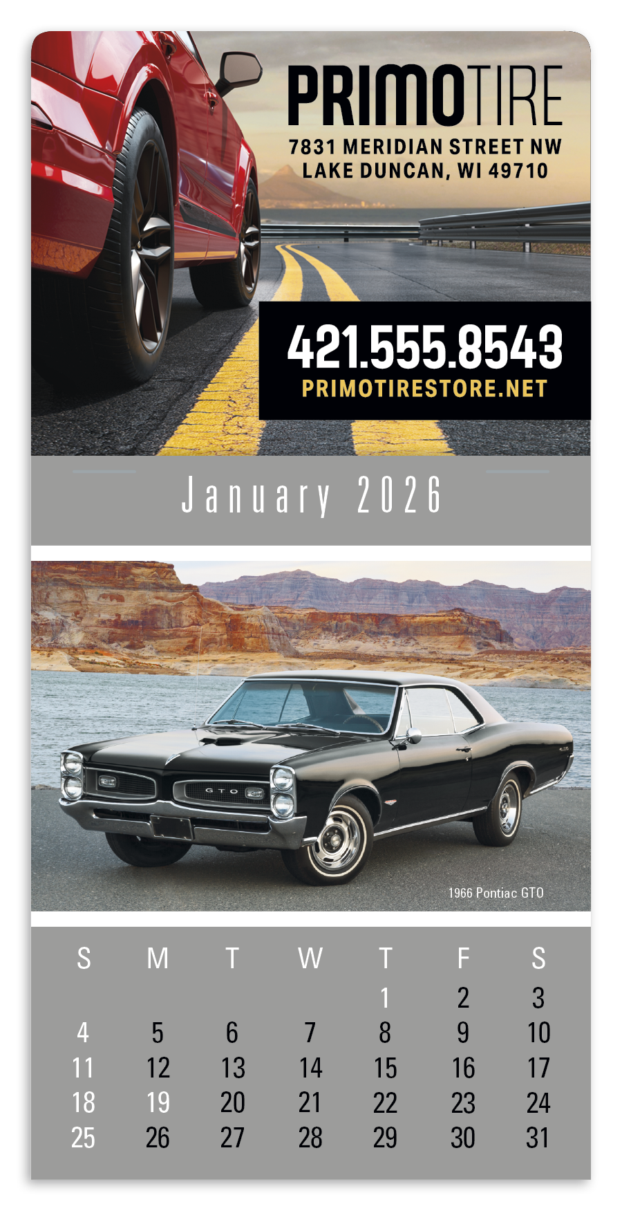 Triumph Calendars PressNStick FullColor Header Cruisin Cars Calendar-V7899FC