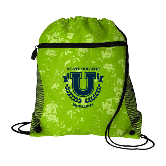 Good Value Distressed Printed Mesh Pocket Drawcord-VBAG018