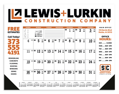 Skinner  Kennedy Contractors Desk Pad Calendar-56-E