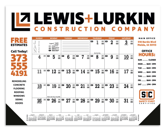 Skinner  Kennedy Contractors Desk Pad Calendar-56-E