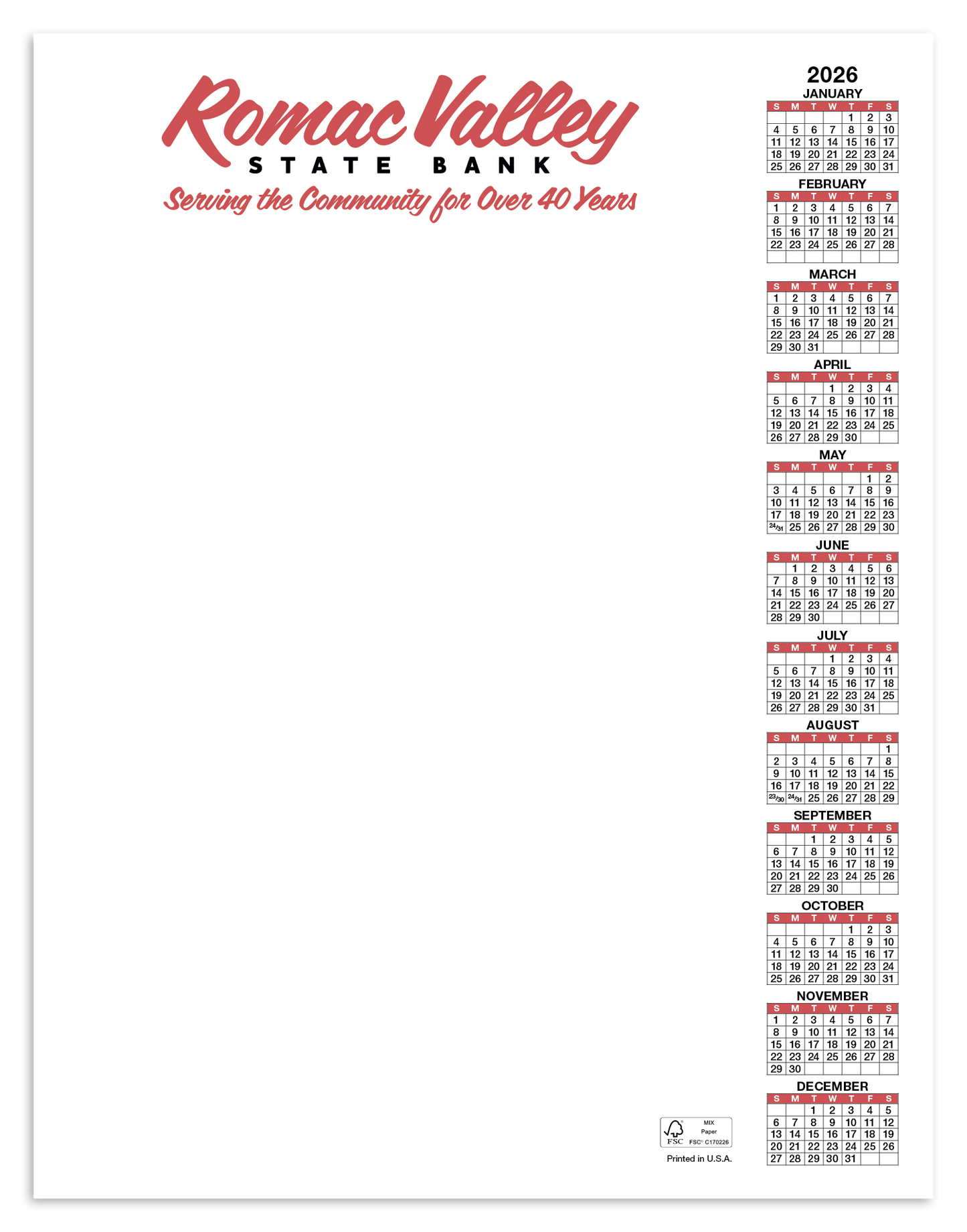 Skinner  Kennedy Scratch Pad Calendar-360-E
