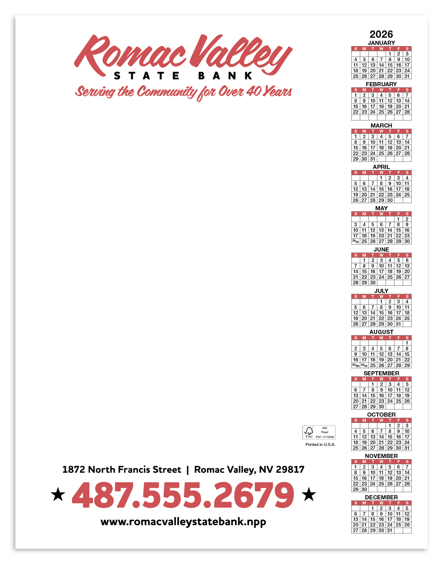 Skinner  Kennedy Scratch Pad Calendar-360-E