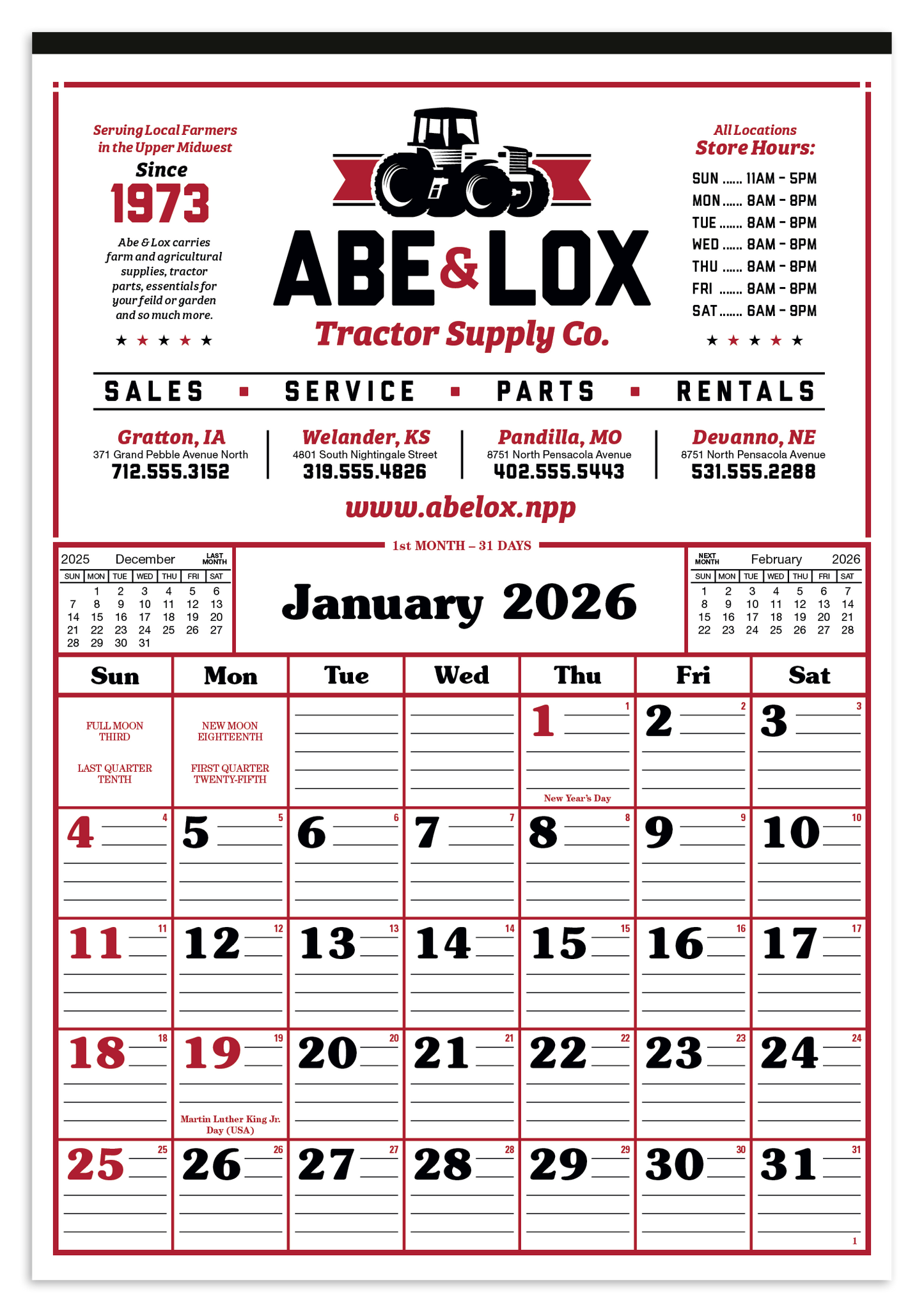 Skinner  Kennedy Commercial 12Sheet Calendar-25-E