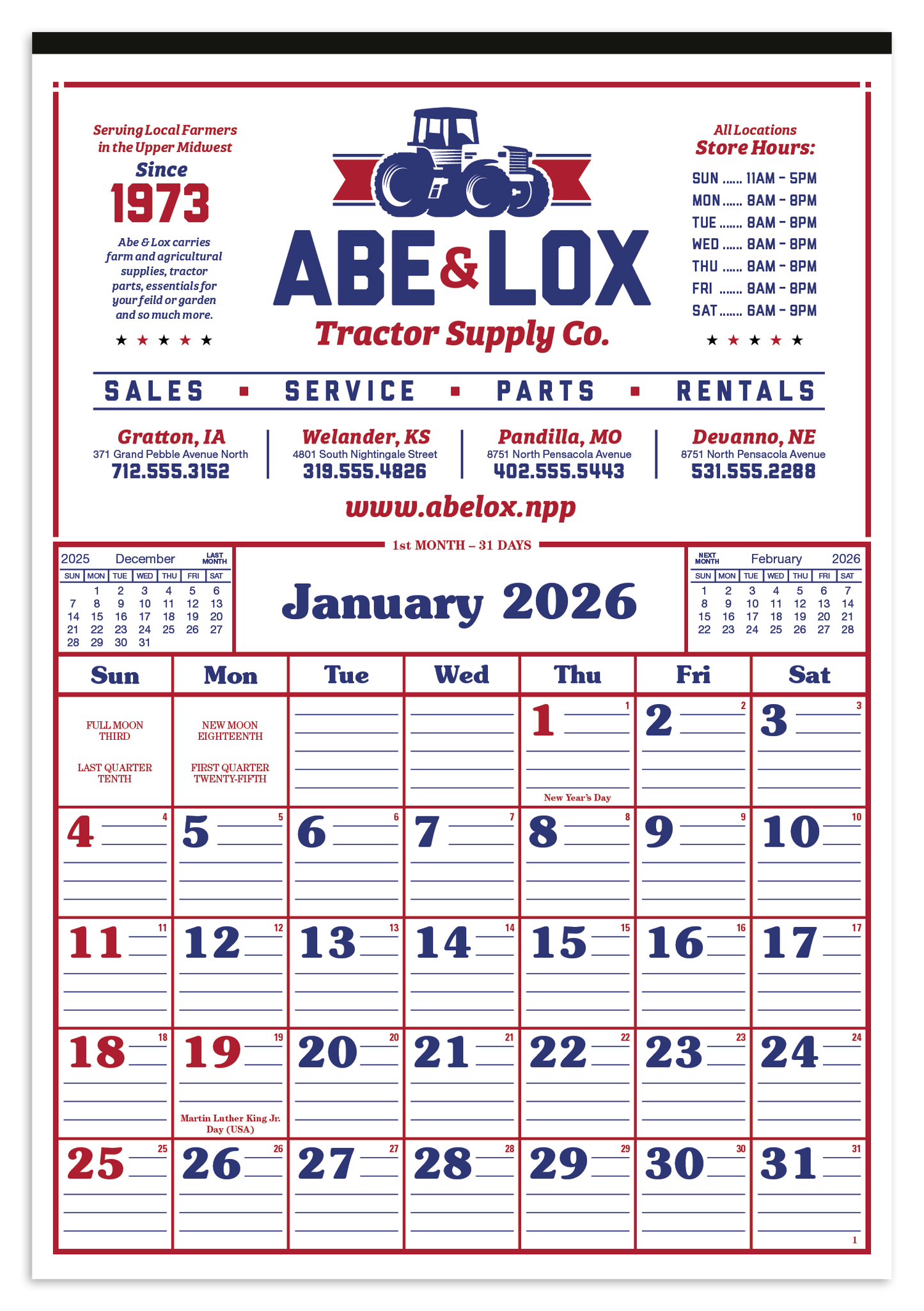 Skinner  Kennedy Commercial 12Sheet Calendar-25-E