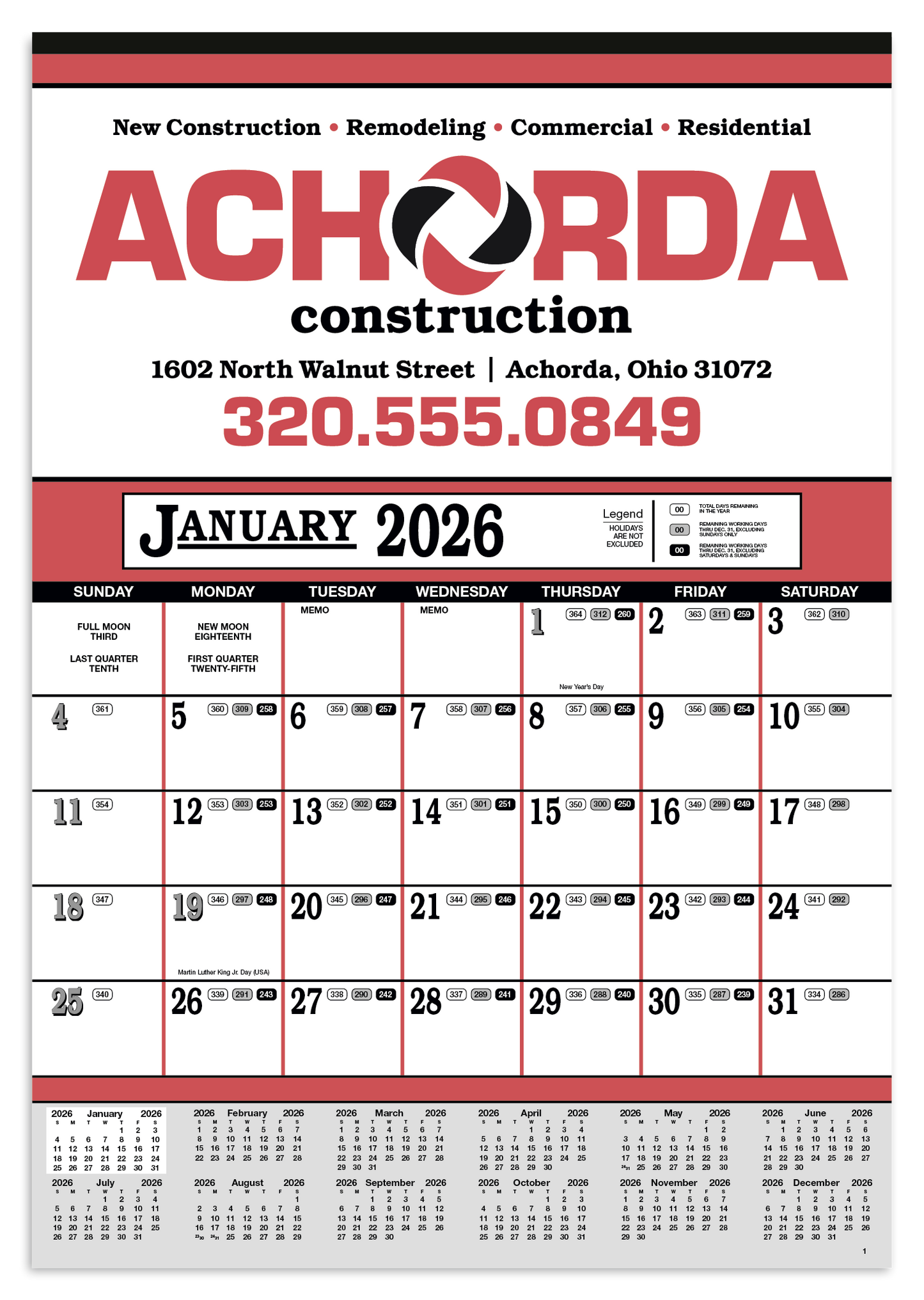 Skinner  Kennedy Contractors 12Sheet Calendar-84-E