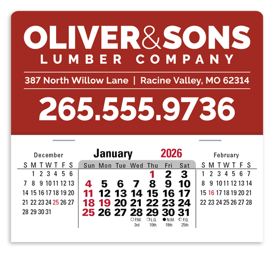 Triumph Calendars PressNStick XL Header with 3Month Horizontal Calendar-V8858