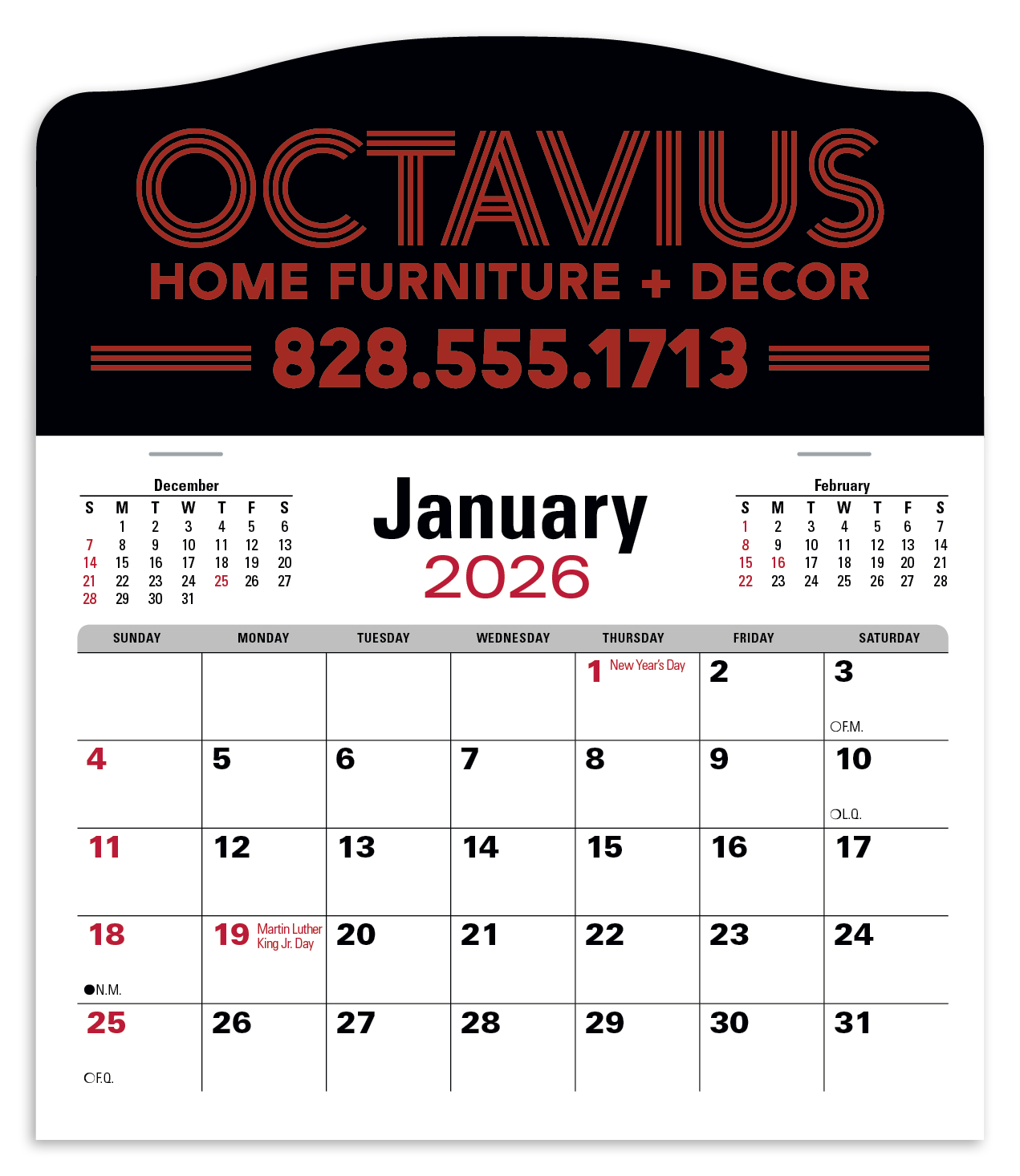 Triumph Calendars PressNStick Jumbo Header with 3Month Calendar-V8860