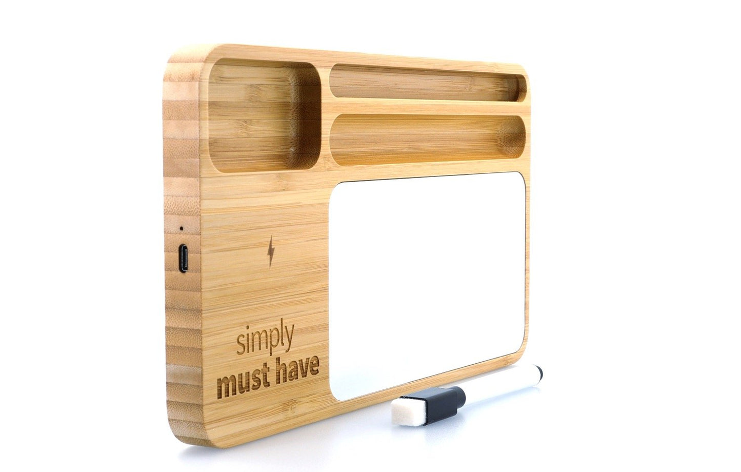 Bamboo 10W Wireless Charging Base with Dry Erase Board-32504
