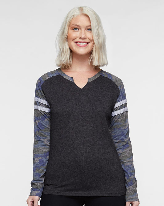 LAT Women's Fine Jersey Mash Up Long Sleeve T-Shirt - 3534