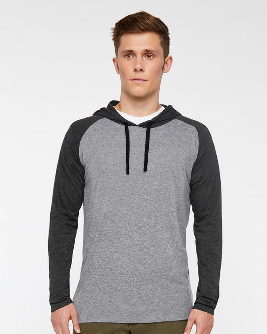 LAT Fine Jersey Hooded Long Sleeve Raglan T-Shirt - 6917