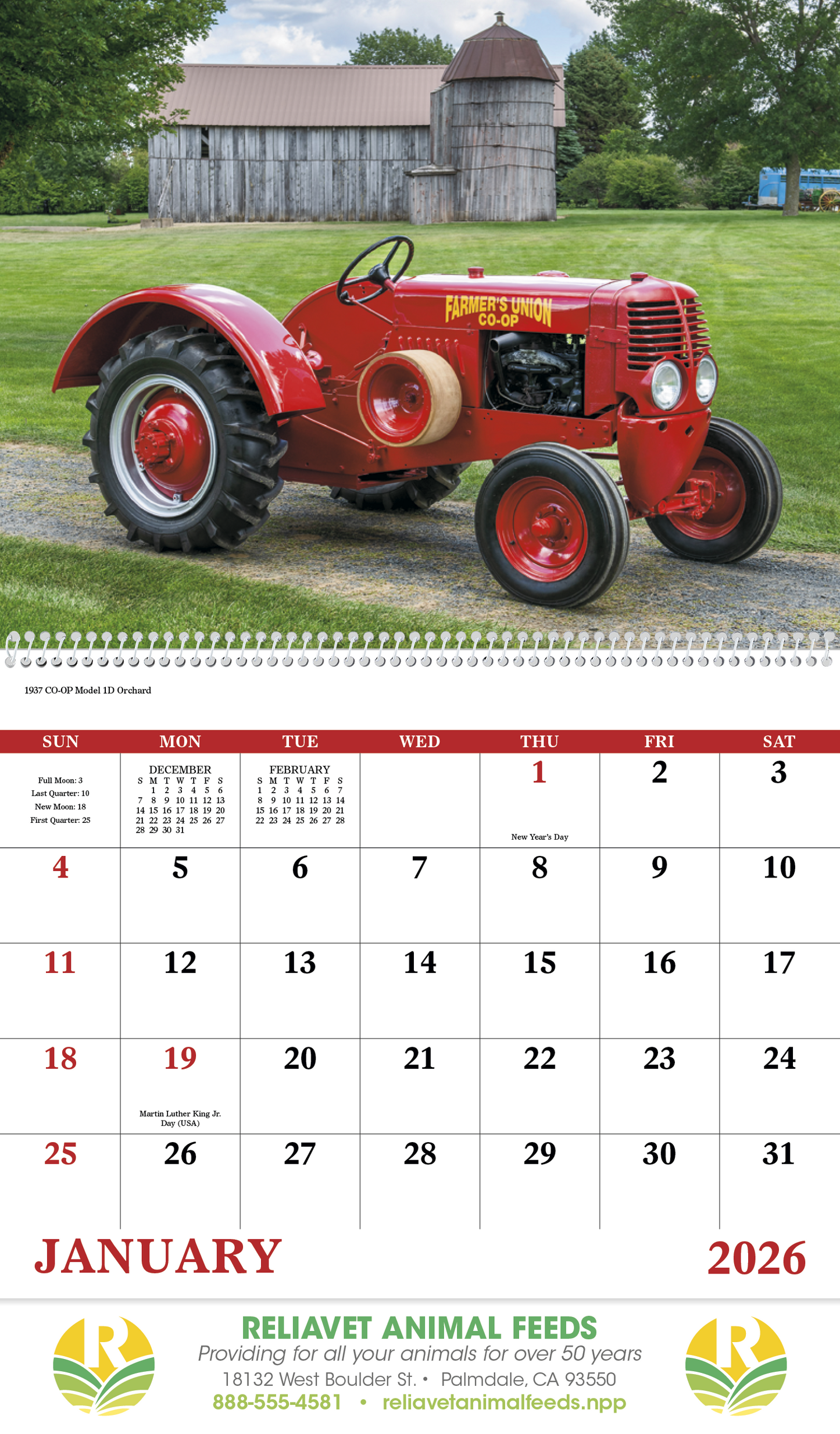 Good Value Classic Tractor  Spiral Calendar-7030