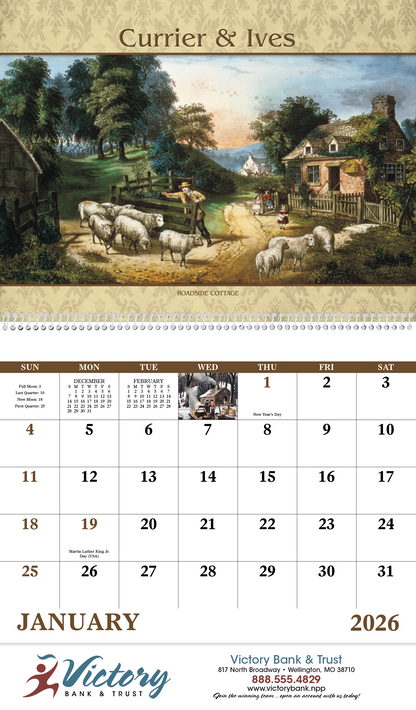 Good Value Currier  Ives  Spiral Calendar-7041