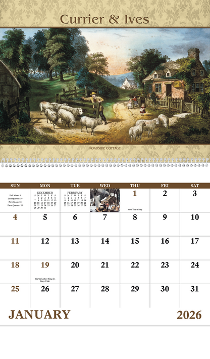 Good Value Currier  Ives  Spiral Calendar-7041