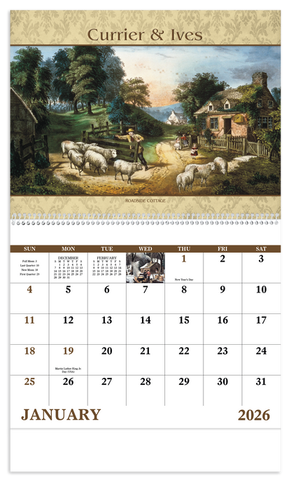 Good Value Currier  Ives  Spiral Calendar-7041