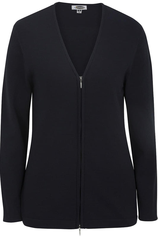 Ladies Full Zip V-Neck Cardigan Sweater