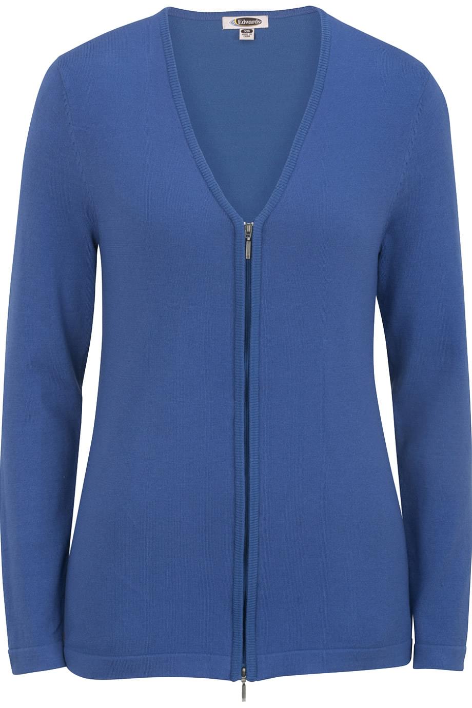 Ladies Full Zip V-Neck Cardigan Sweater - 7062