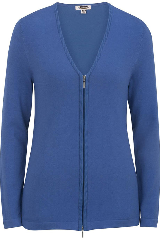 Ladies Full Zip V-Neck Cardigan Sweater