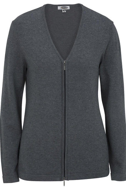 Ladies Full Zip V-Neck Cardigan Sweater - 7062