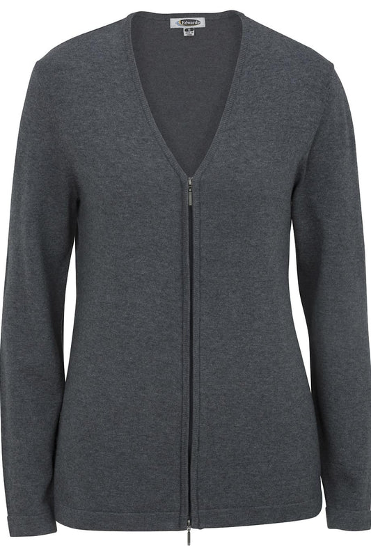 Ladies Full Zip V-Neck Cardigan Sweater - 7062