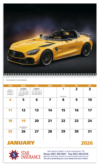 Good Value Exotic Sports Cars  Spiral Calendar-7081