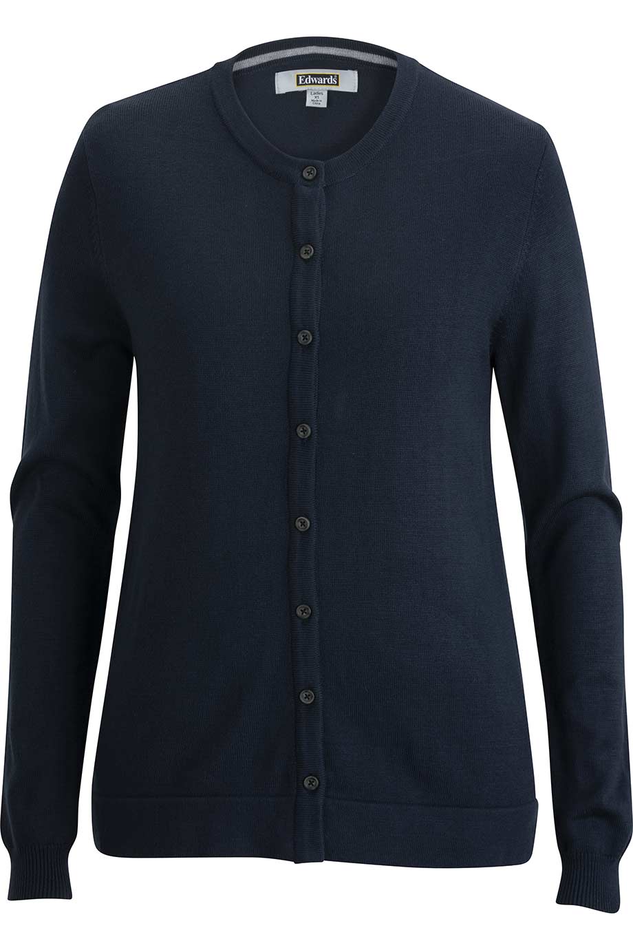 Ladies Crew Neck Button Front Cardigan - 7143