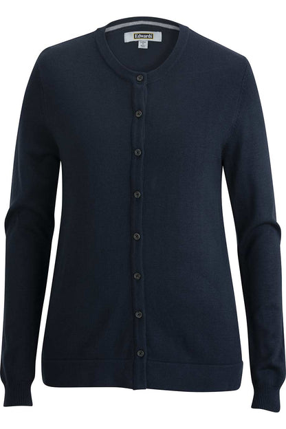 Ladies Crew Neck Button Front Cardigan - 7143