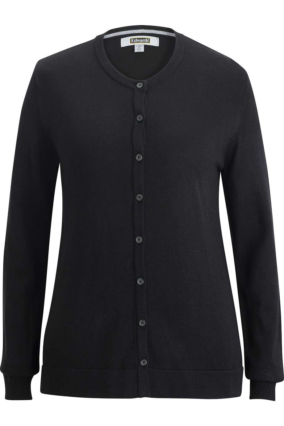Ladies Crew Neck Button Front Cardigan - 7143