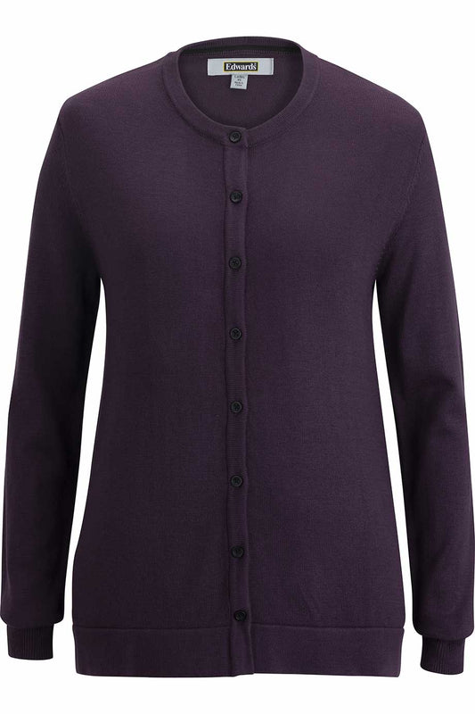 Ladies Crew Neck Button Front Cardigan - 7143