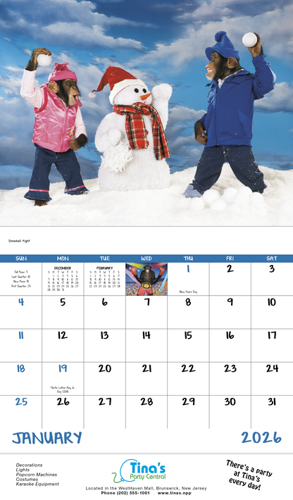 Good Value Monkey Mischief  Stapled Calendar-7233