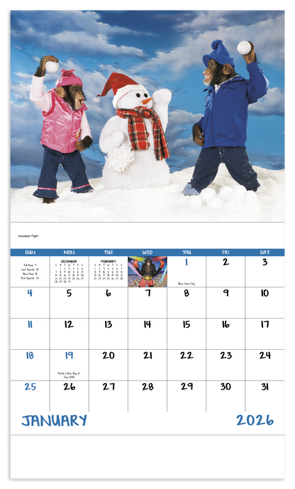 Good Value Monkey Mischief  Stapled Calendar-7233
