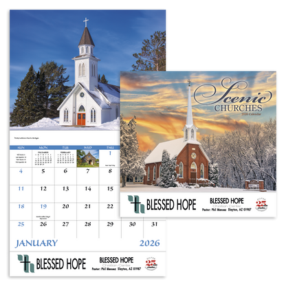 Good Value Scenic Churches  Stapled Calendar-7245