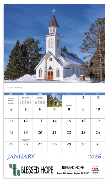 Good Value Scenic Churches  Stapled Calendar-7245