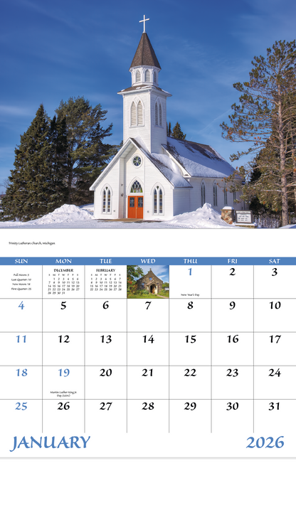 Good Value Scenic Churches  Stapled Calendar-7245