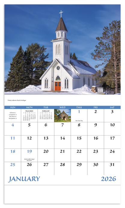 Good Value Scenic Churches  Stapled Calendar-7245