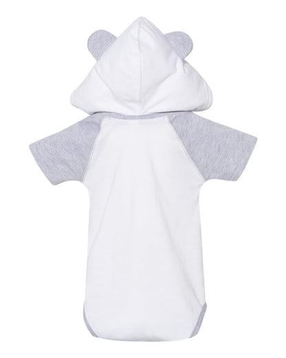 Rabbit Skins Fine Jersey Infant Short Sleeve Raglan Bodysuit with Hood & Ears - 4417