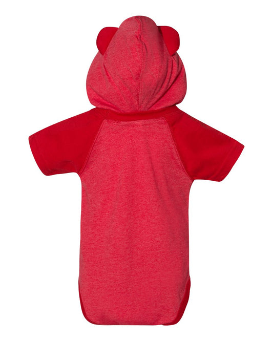 Rabbit Skins Fine Jersey Infant Short Sleeve Raglan Bodysuit with Hood & Ears - 4417