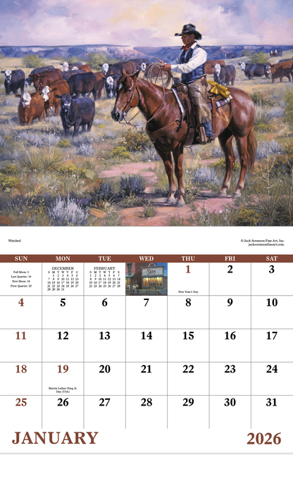 Good Value Western Frontier  Stapled Calendar-7271