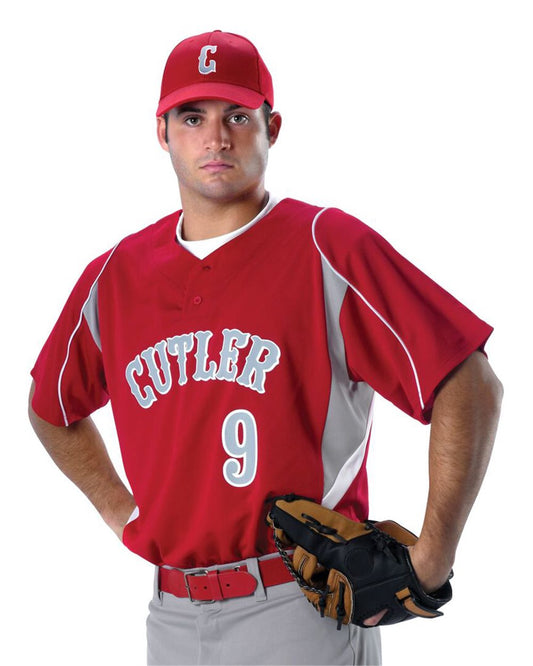 Alleson Athletic Youth Two Button Henley Baseball Jersey - 529Y