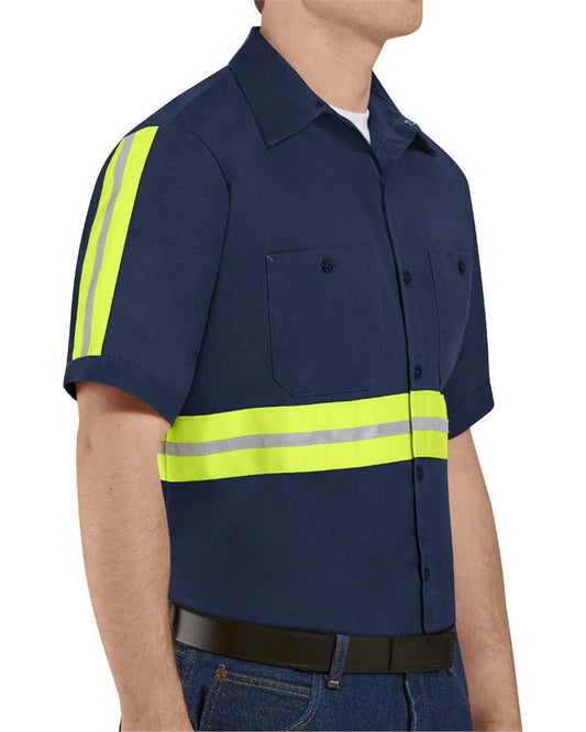 Red Kap Enhanced Visibility Short Sleeve Cotton Work Shirt - Tall Sizes - SC40ET