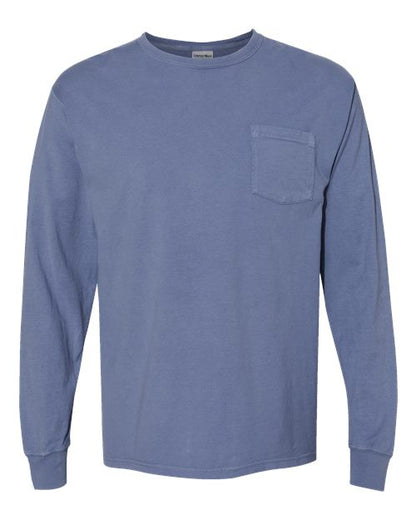 Unisex Garment-Dyed Long Sleeve T-Shirt With a Pocket