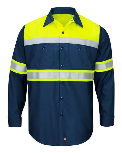 Men's Tall Hi-Visibility Colorblock Ripstop Long Sleeve Work Shirt