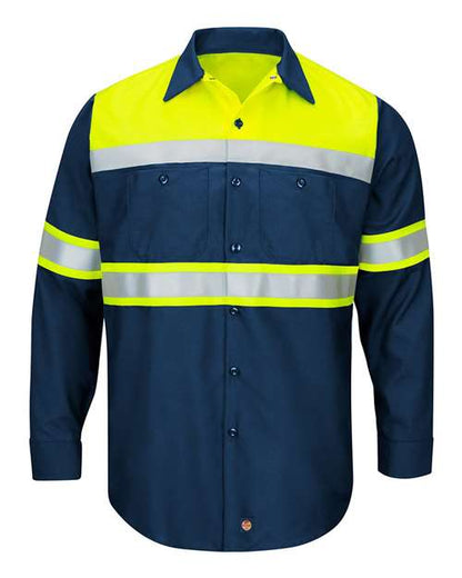 Men's Tall Hi-Visibility Colorblock Ripstop Long Sleeve Work Shirt